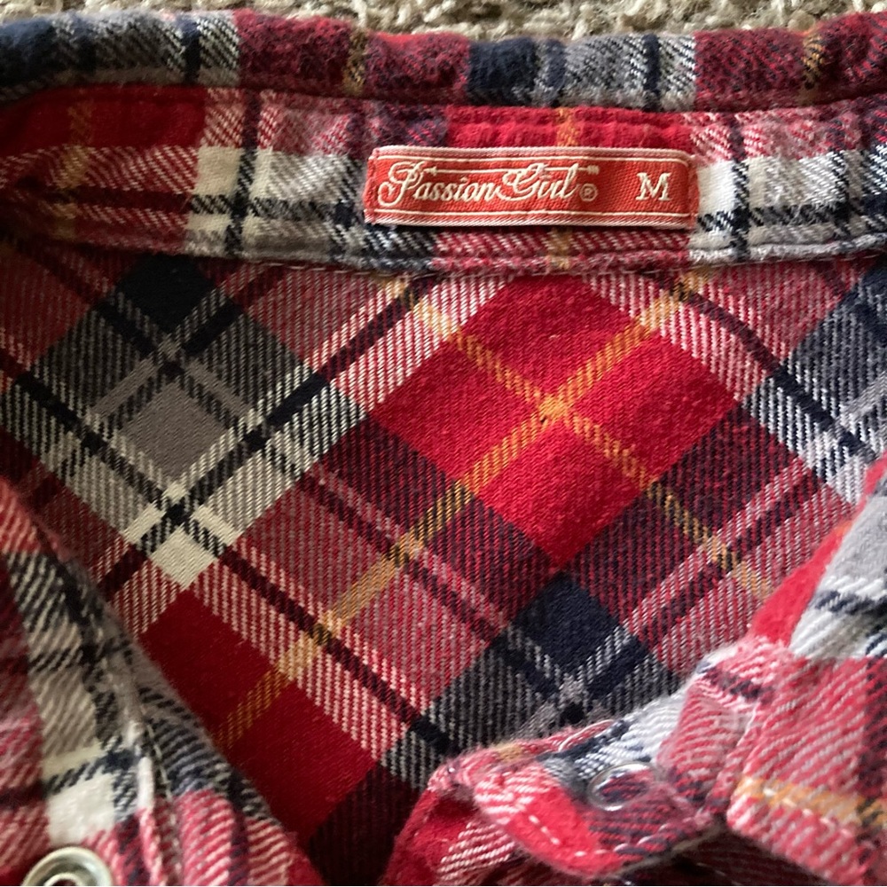 Passion Girl Long Sleeve Shirt Plaid Flannel Women’s Pearl Snap, Medium - Picture 3 of 5